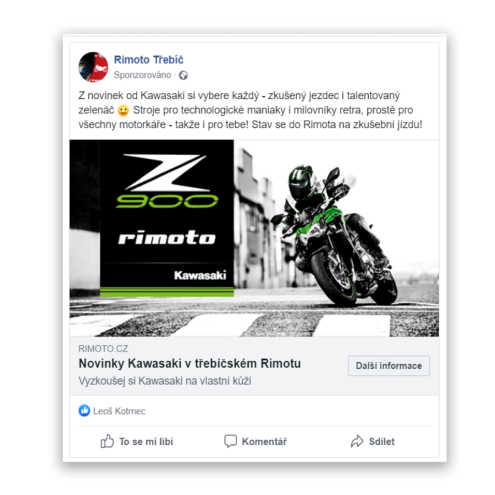 Prodejní kampaň značky Kawasaki pro Rimoto