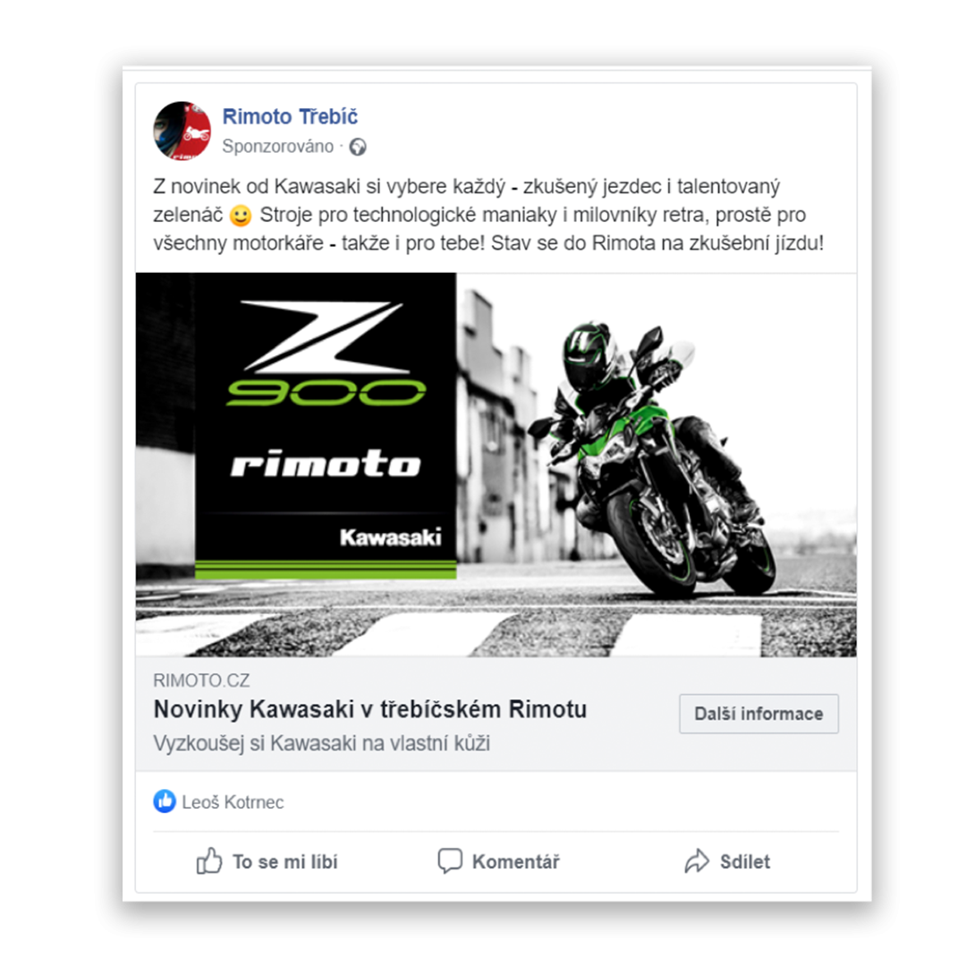 Prodejní kampaň značky Kawasaki pro Rimoto